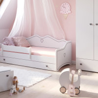 Girls Toddler Bed in 2 Sizes with Safety Barrier